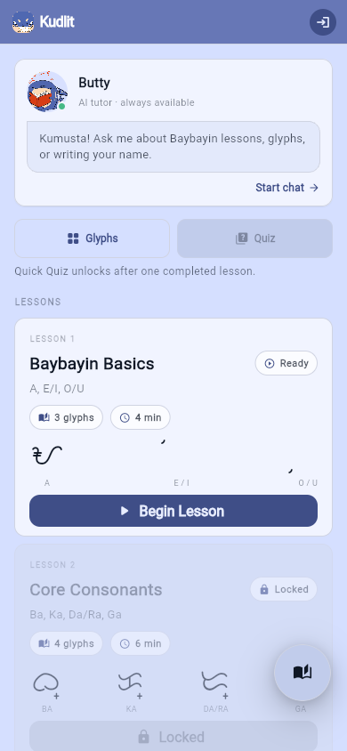Kudlit learn screen
